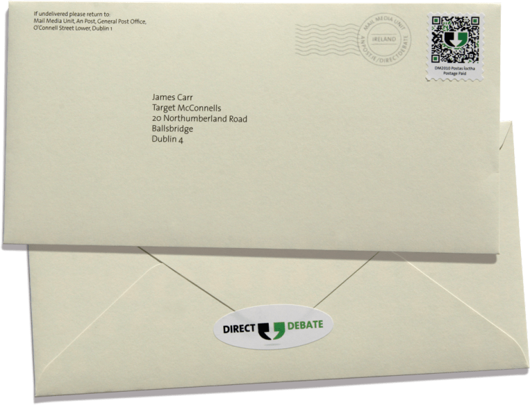 custom-made envelope with a custom-made QR code stamp and postmark