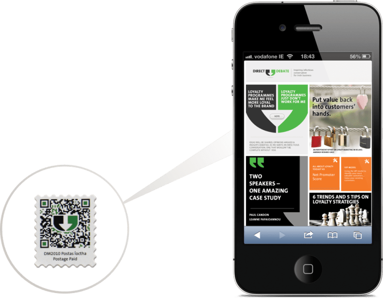 QR code links directly to the event page on the Direct Debate website