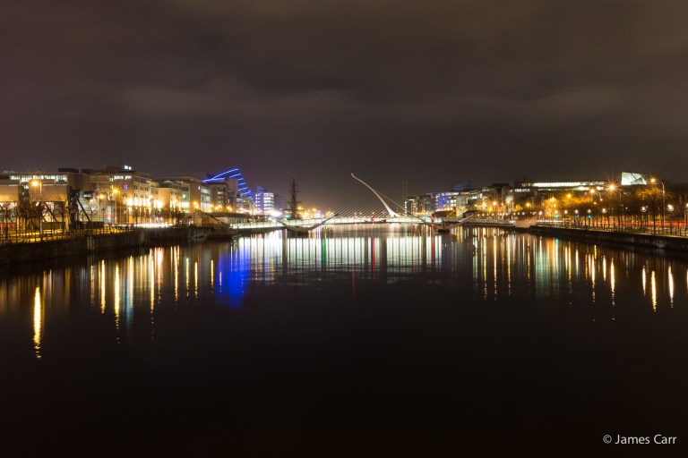 Sean O'Casey Bridge, with Samuel Beckett Bridge and the National Convention Centre in the background, Friday Feb 13th 2015